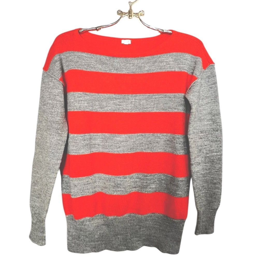 J Crew Saturady Gray and Orange Sweater Size S